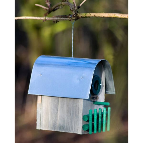 dobar redekasse Teak med rundt zinktag natur + gr&oslash;n og s&oslash;lvfarvet