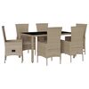 vidaXL spisebordss&aelig;t til haven 7 dele med hynder polyrattan beige