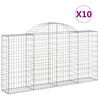 vidaXL buede gabionkurve 10 stk. 200x30x100/120 cm galvaniseret jern