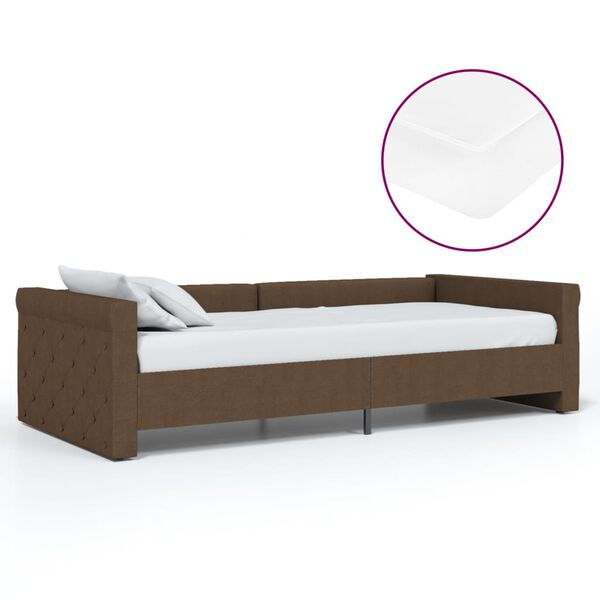 vidaXL daybed med madras og USB 90x200 cm stof m&oslash;rkebrun