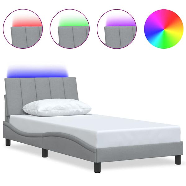 vidaXL sengeramme uden madras Hanko Lysegr&aring; 100x200 cm Stof