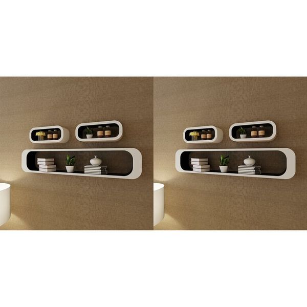 vidaXL kubeformede væghylder 6 stk. sort og hvid