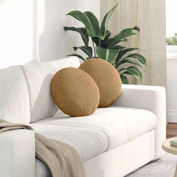 vidaXL Sædepuder 2 pcs Brun Ø 40 x 13 cm Fløjl