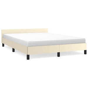 vidaXL Sengeramme med hovedg&aelig;rde uden madras Creme 140x200 cm