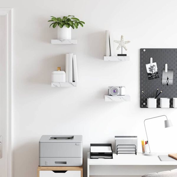 vidaXL V&aelig;ghylde 4 pcs Hvid marmor 23 x 23,5 x 4 cm Konstrueret tr&aelig;