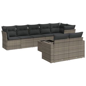 vidaXL sofas&aelig;t til haven 9 dele med hynder polyrattan gr&aring;