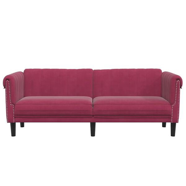 vidaXL 3-personers sofa velour vinr&oslash;d