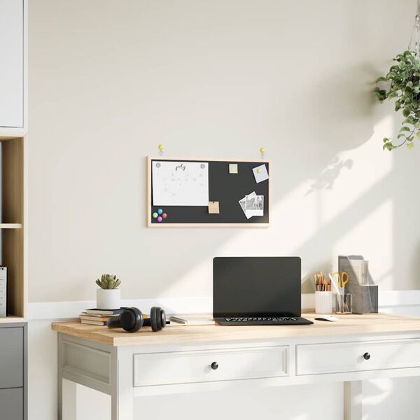 vidaXL tavle med ramme af massivt fyrretr&aelig; sort 60x30 cm