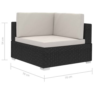 vidaXL hjørnesæde til sofa med hynder 2 stk. polyrattan sort