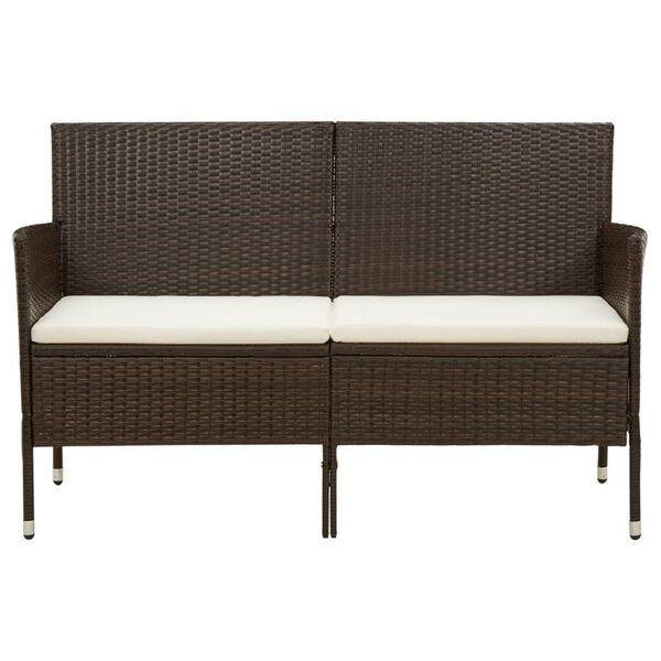 vidaXL 3-personers havesofa med hynder polyrattan brun