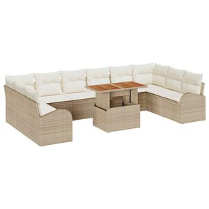 vidaXL Havesofa S&aelig;t med opbevaring 11 pcs Beige Poly rattan