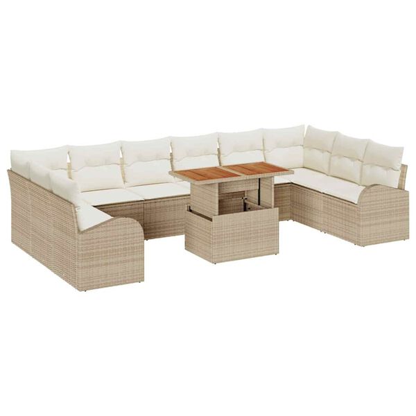vidaXL Havesofa S&aelig;t med opbevaring 11 pcs Beige Poly rattan