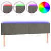 vidaXL sengegavl med LED-lys 160x5x78/88 cm velour m&oslash;rkegr&aring;