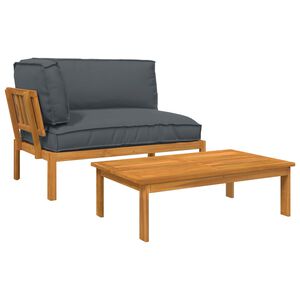 vidaXL Sofa S&aelig;t med pude Ensfarvet 2 pcs Antracit Massivt Akacietr&aelig;