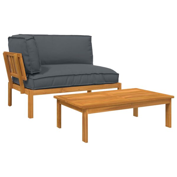 vidaXL Sofa S&aelig;t med pude Ensfarvet 2 pcs Antracit Massivt Akacietr&aelig;