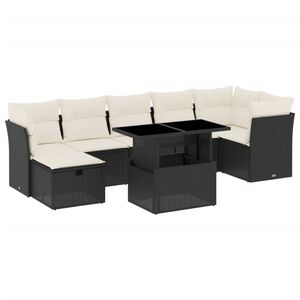 vidaXL sofas&aelig;t til haven 8 dele med hynder polyrattan sort
