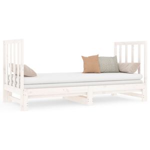 vidaXL daybed med udtr&aelig;k 2x(90x190) cm massivt fyrretr&aelig; hvid
