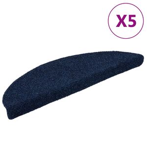 vidaXL trappem&aring;tter selvkl&aelig;bende 5 stk. 56x17x3 cm marinebl&aring; halvrund
