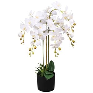 vidaXL kunstig orkid&eacute;plante med potte 75 cm hvid