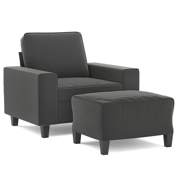 vidaXL sofastol med fodskammel 60 cm mikrofiberstof m&oslash;rkegr&aring;