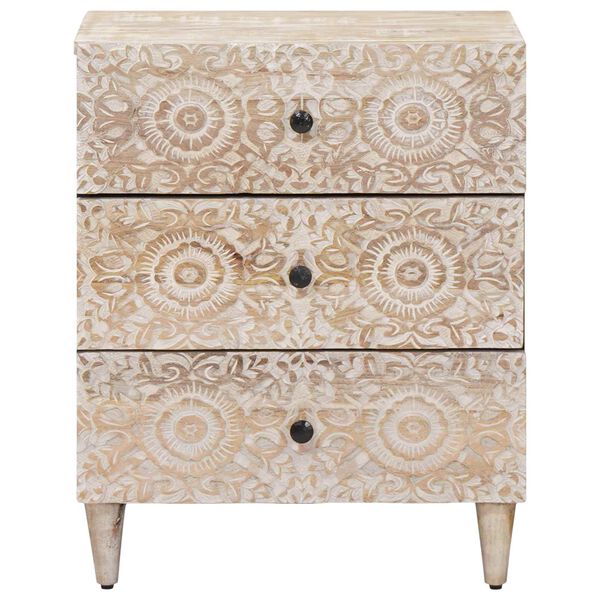 vidaXL Sengekabinett med skuffe Hvid 50 x 33 x 60 cm Massivt mangotr&aelig;