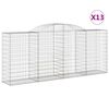 vidaXL buede gabionkurve 13 stk. 300x50x120/140 cm galvaniseret jern