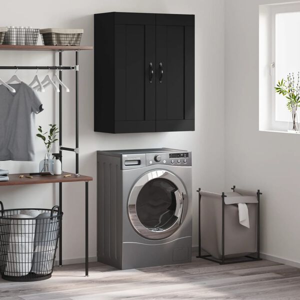 vidaXL vægskab 69,5x34x90 cm konstrueret træ sort