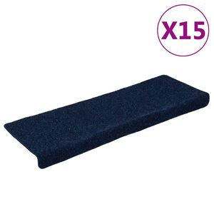 vidaXL trappem&aring;tter selvkl&aelig;bende 15 stk. 65x21x4 cm marinebl&aring; rektangul&aelig;r kant
