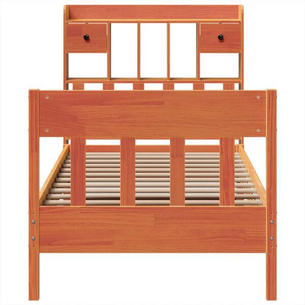 vidaXL sengeramme uden madras 100x200 cm massivt fyrretræ gyldenbrun