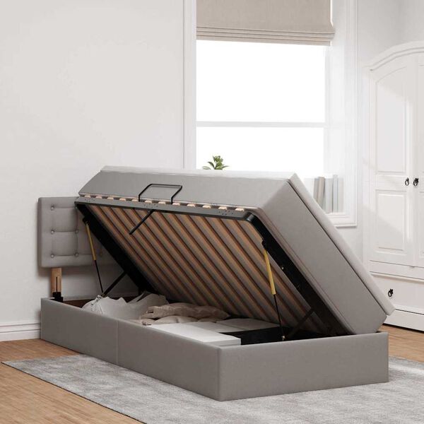 vidaXL Seng med opbevaring og madras med madras Gr&aring;brun 100 x 200 cm