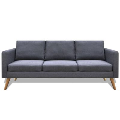 vidaXL sofa 3-pers. sofa stof mørkegrå