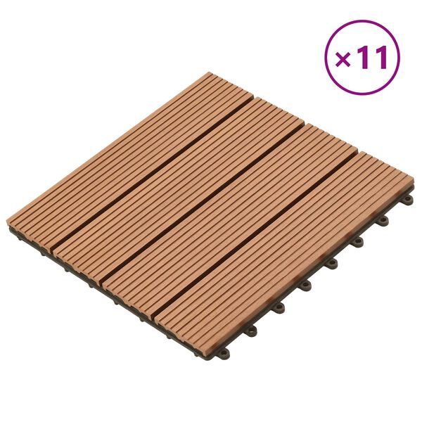 vidaXL Terrasse Flise 11 pcs Brun 30 x 30 cm WPC