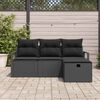 vidaXL Havesofa S&aelig;t med pude med opbevaring 4 pcs Sort Poly rattan