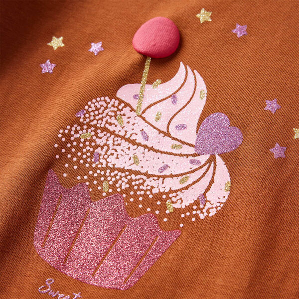 Lang&aelig;rmet T-shirt til b&oslash;rn str. 140 cognacfarvet