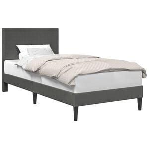 vidaXL Sengestel med hovedg&aelig;rde M&oslash;rkegr&aring; 90 x 200 cm Velourstof