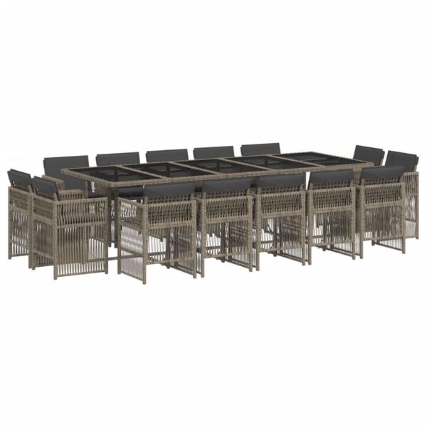 vidaXL spisebordss&aelig;t til haven 15 dele med hynder polyrattan gr&aring;