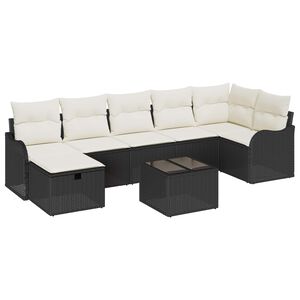 vidaXL Sofa S&aelig;t 8 stk. 7-Antal s&aelig;der Sort og Cream polyrattan
