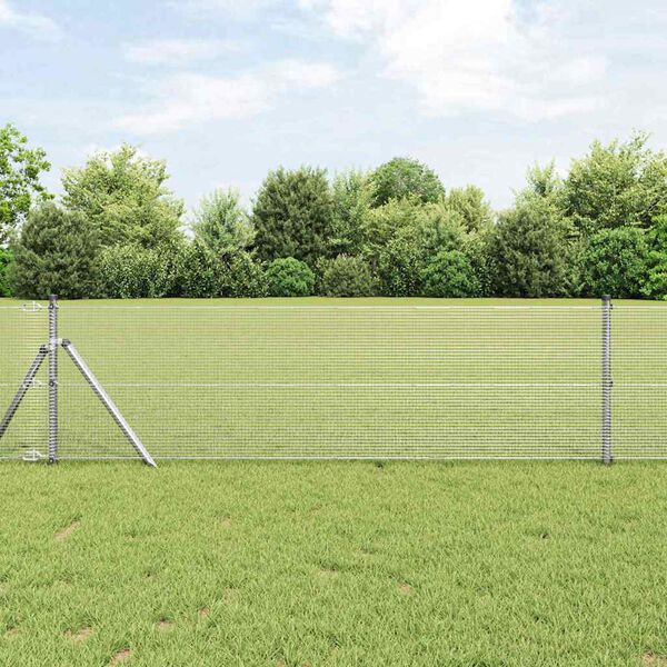 vidaXL Hegnsp&aelig;l S&oslash;lv 10 x 0,5 m (12 x 12 mm net) St&aring;l