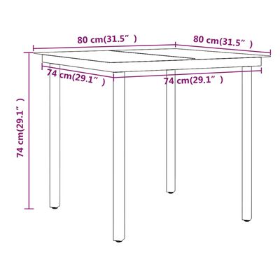 vidaXL spisebordssæt til haven 3 dele med hynder sort