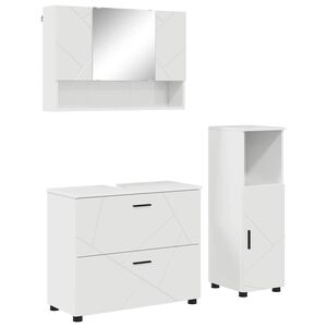vidaXL Badev&aelig;relsesm&oslash;bel s&aelig;t 3 stk. H&oslash;j gloss hvid 76,5 x 35 x 64 cm