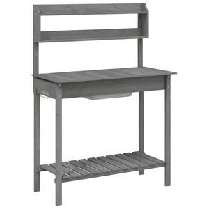 vidaXL potteb&aelig;nk med vask 147,5x44x139,5 cm massivt grantr&aelig; gr&aring;