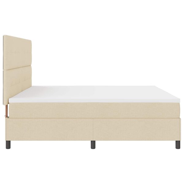 vidaXL Box spring seng med madras med LED Creme 200 x 200 cm Stof
