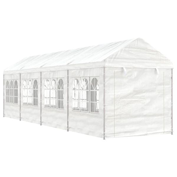 vidaXL pavillon med tag 8,92x2,28x2,69 m polyethylen hvid