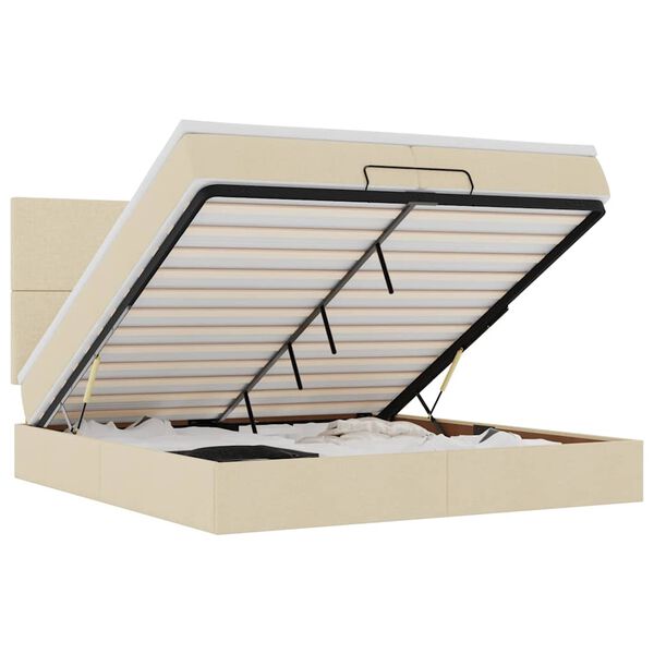vidaXL osmannisk sengeramme med madrasser 200x200 cm stof cremefarvet