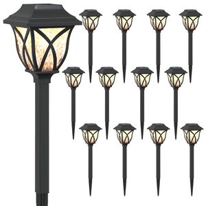 vidaXL Udend&oslash;rs sollys med jordspyd 12 pcs Varm hvid 42 cm PP