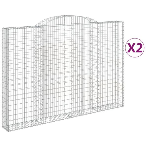 vidaXL buede gabionkurve 2 stk. 300x30x200/220 cm galvaniseret jern