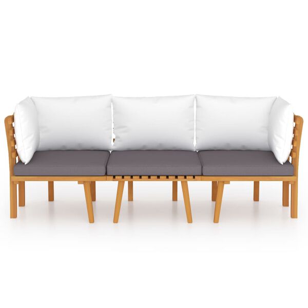 vidaXL lounges&aelig;t til haven 3 dele med hynder massivt akacietr&aelig;