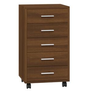 vidaXL kommode med hjul konstrueret tr&aelig; brun egetr&aelig;
