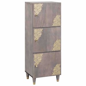 vidaXL Highboard med dør Grå og Guld 40 x 33 x 110 cm Massivt mangotræ