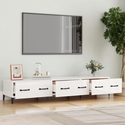 vidaXL tv-bord 150x34,5x30 cm konstrueret træ hvid højglans